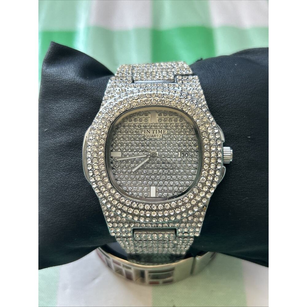 Pin Time All Rhinestone Quartz Watch - Picture 2 of 6